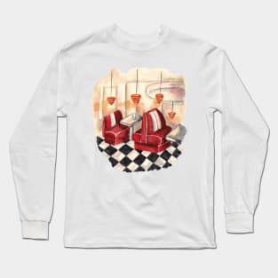 Retro Drive In Pattern Long Sleeve T-Shirt